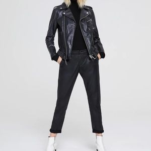 AG Adriano Goldschmied Caden Tailored Trouser Super Black Coated Faux Leather